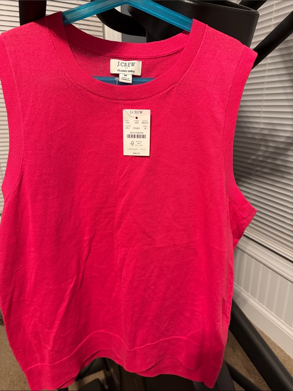 J.Crew Classic Shell Tank in Hot Pink